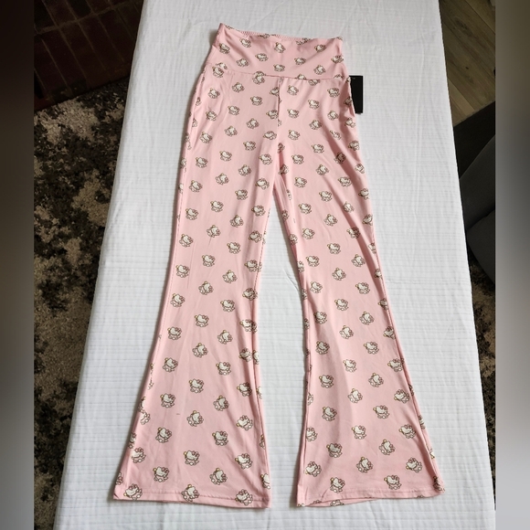 Pants - NWT Pink Flared Legging /Pajama Pants with Cute Hello Kitty Inspired Print